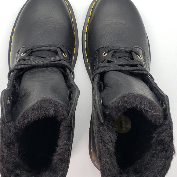 Dr. Martens 1460 Pascal Faux Fur Lined Lace Up Boots Black Leather Women Size 8 - Picture 10 of 12
